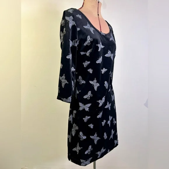 Vintage | Dresses | Vintage 9s Velvet Butterfly Print Dress By Melinda  Womens Size M | Poshmark